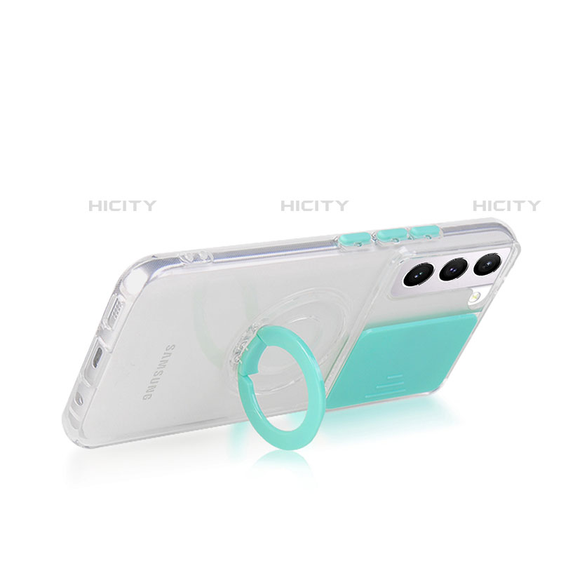 Silikon Hülle Handyhülle Ultradünn Schutzhülle Flexible Tasche Durchsichtig Transparent mit Fingerring Ständer A01 für Samsung Galaxy S21 5G groß