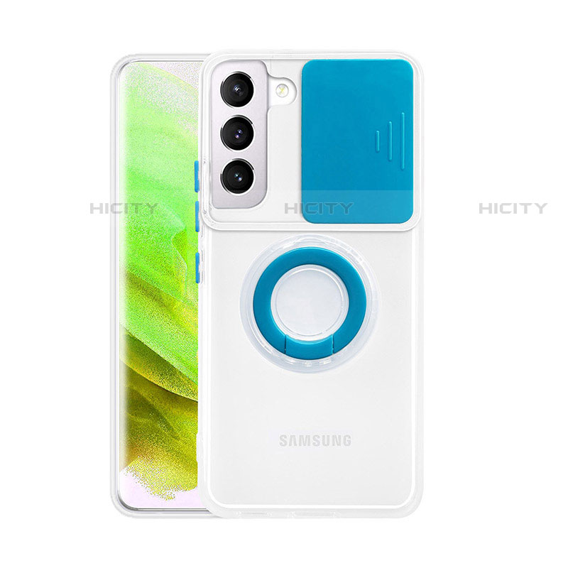 Silikon Hülle Handyhülle Ultradünn Schutzhülle Flexible Tasche Durchsichtig Transparent mit Fingerring Ständer S01 für Samsung Galaxy S22 5G groß