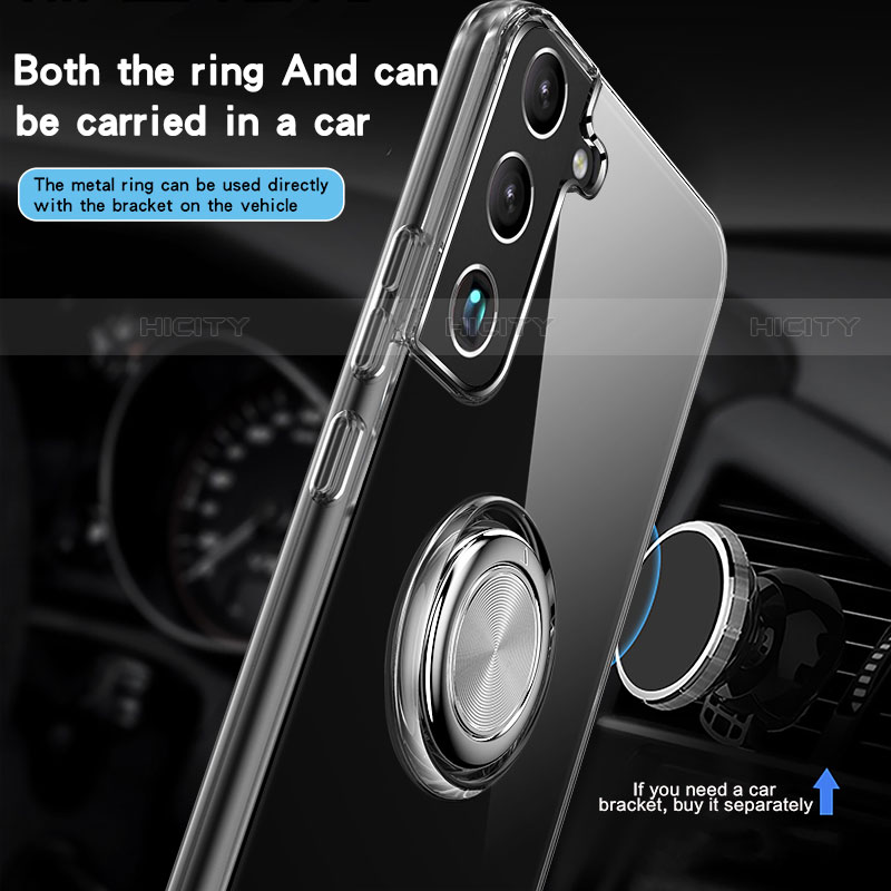 Silikon Hülle Handyhülle Ultradünn Schutzhülle Flexible Tasche Durchsichtig Transparent mit Magnetisch Fingerring Ständer A01 für Samsung Galaxy S21 Plus 5G