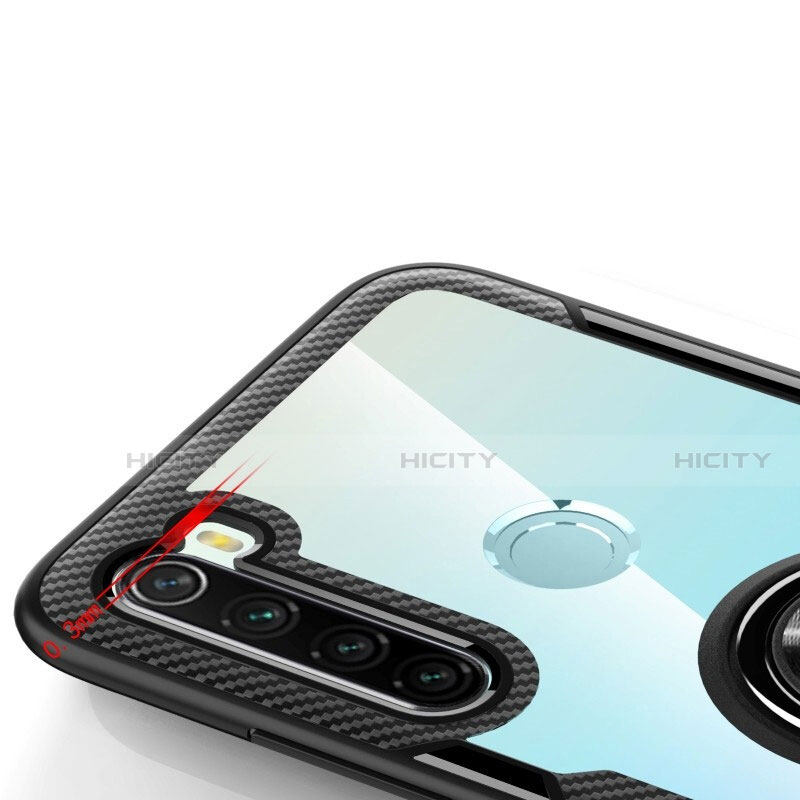 Silikon Hülle Handyhülle Ultradünn Schutzhülle Flexible Tasche Durchsichtig Transparent mit Magnetisch Fingerring Ständer C01 für Xiaomi Redmi Note 8 groß