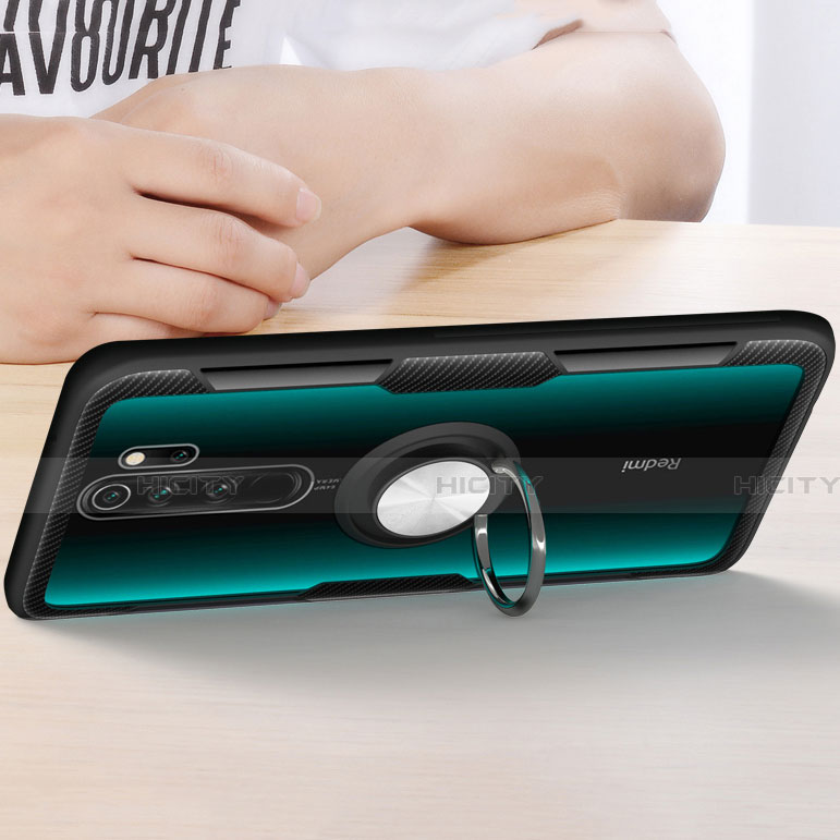 Silikon Hülle Handyhülle Ultradünn Schutzhülle Flexible Tasche Durchsichtig Transparent mit Magnetisch Fingerring Ständer C01 für Xiaomi Redmi Note 8 Pro