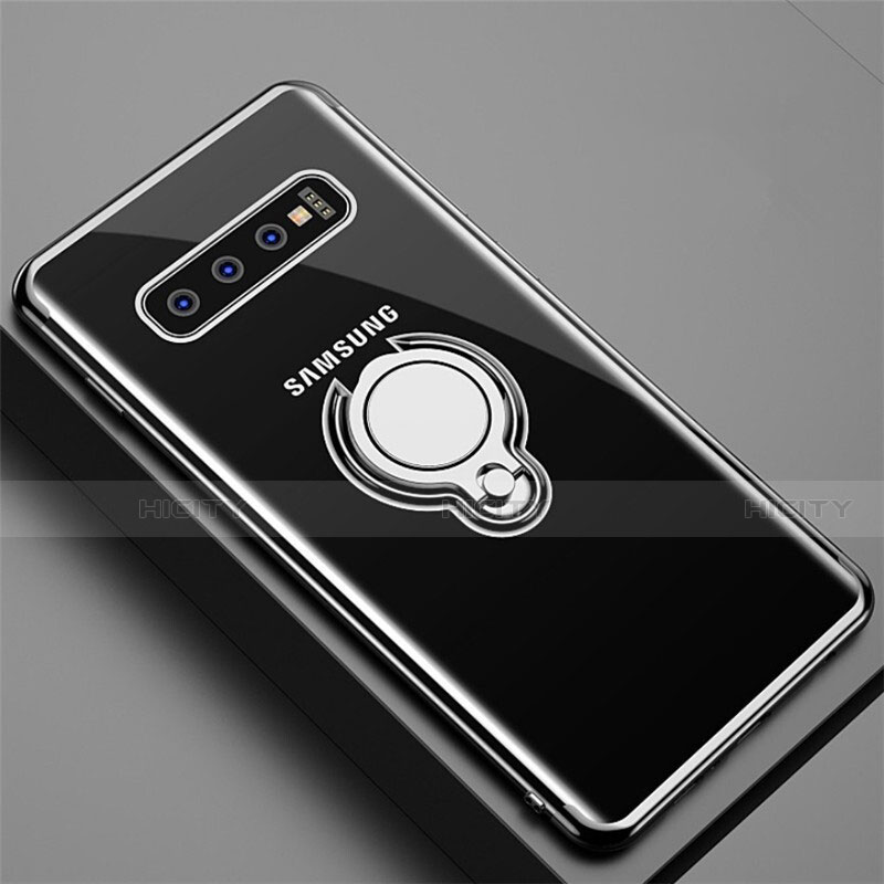 Silikon Hülle Handyhülle Ultradünn Schutzhülle Flexible Tasche Durchsichtig Transparent mit Magnetisch Fingerring Ständer C02 für Samsung Galaxy S10 5G groß