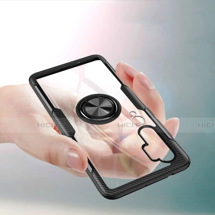 Silikon Hülle Handyhülle Ultradünn Schutzhülle Flexible Tasche Durchsichtig Transparent mit Magnetisch Fingerring Ständer D01 für Xiaomi Mi Note 10