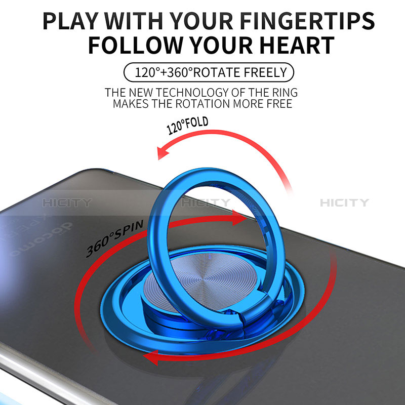 Silikon Hülle Handyhülle Ultradünn Schutzhülle Flexible Tasche Durchsichtig Transparent mit Magnetisch Fingerring Ständer für Sony Xperia Ace II
