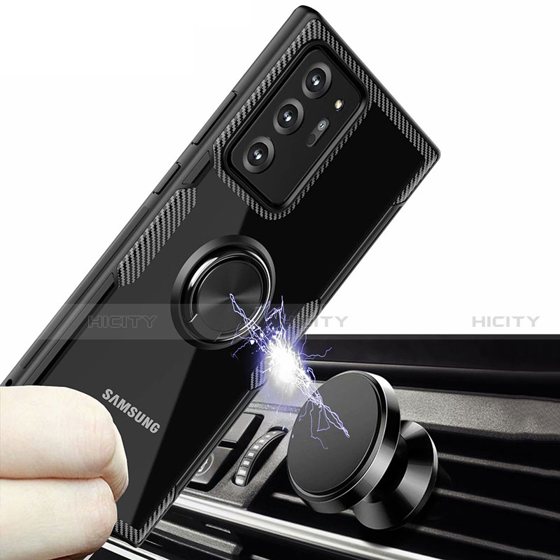 Silikon Hülle Handyhülle Ultradünn Schutzhülle Flexible Tasche Durchsichtig Transparent mit Magnetisch Fingerring Ständer N01 für Samsung Galaxy Note 20 Ultra 5G