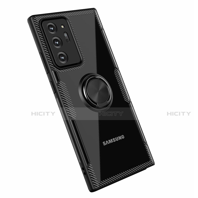 Silikon Hülle Handyhülle Ultradünn Schutzhülle Flexible Tasche Durchsichtig Transparent mit Magnetisch Fingerring Ständer N01 für Samsung Galaxy Note 20 Ultra 5G groß