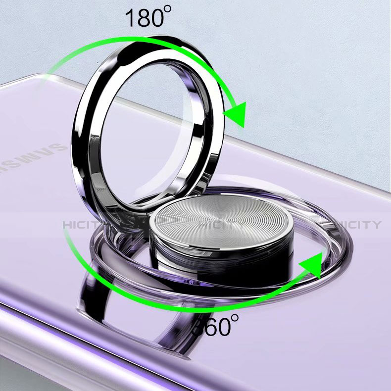 Silikon Hülle Handyhülle Ultradünn Schutzhülle Flexible Tasche Durchsichtig Transparent mit Magnetisch Fingerring Ständer N02 für Samsung Galaxy Note 20 5G