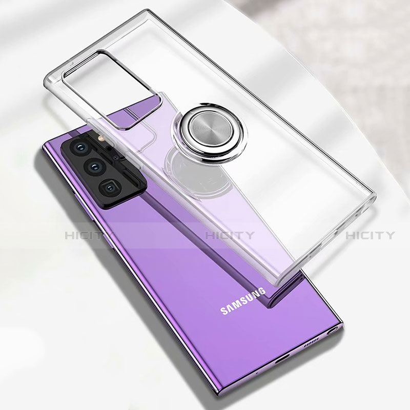 Silikon Hülle Handyhülle Ultradünn Schutzhülle Flexible Tasche Durchsichtig Transparent mit Magnetisch Fingerring Ständer N02 für Samsung Galaxy Note 20 Ultra 5G