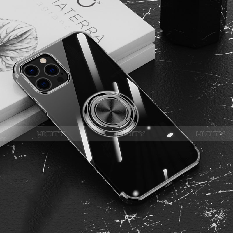 Silikon Hülle Handyhülle Ultradünn Schutzhülle Flexible Tasche Durchsichtig Transparent mit Magnetisch Fingerring Ständer Z02 für Apple iPhone 14 Pro Max
