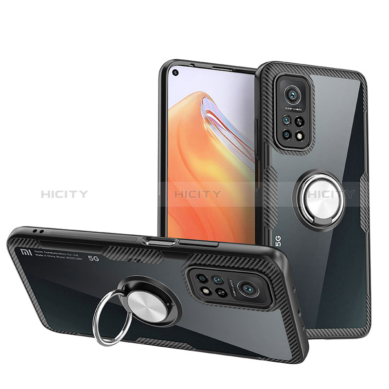 Silikon Hülle Handyhülle Ultradünn Schutzhülle Flexible Tasche Durchsichtig Transparent mit Magnetisch Fingerring Ständer ZL1 für Xiaomi Mi 10T 5G groß