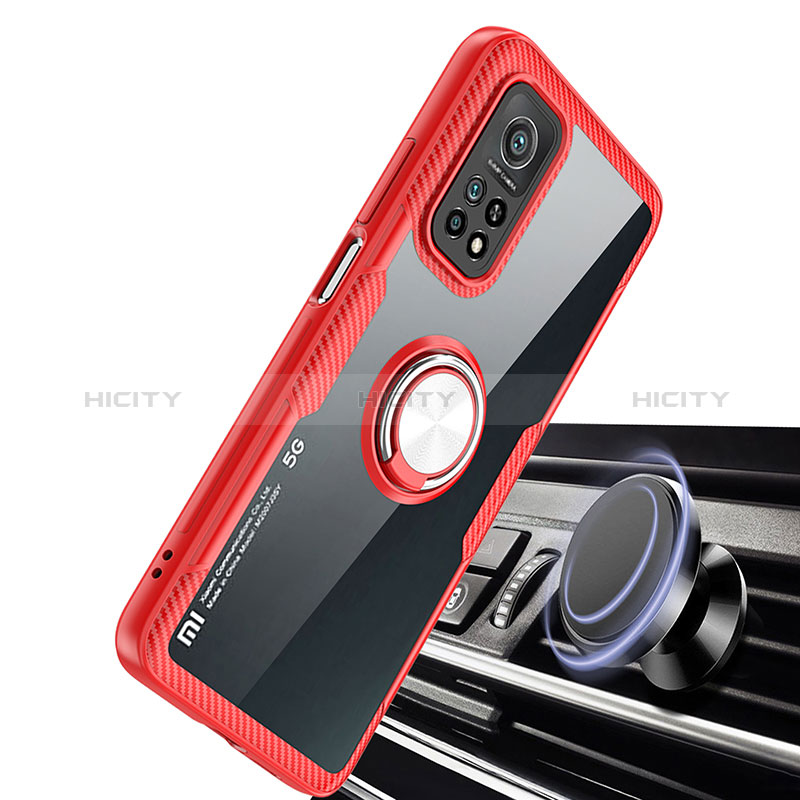 Silikon Hülle Handyhülle Ultradünn Schutzhülle Flexible Tasche Durchsichtig Transparent mit Magnetisch Fingerring Ständer ZL1 für Xiaomi Mi 10T 5G groß