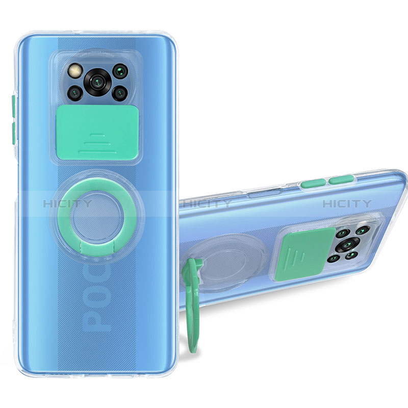 Silikon Hülle Handyhülle Ultradünn Schutzhülle Flexible Tasche Durchsichtig Transparent mit Ständer MJ1 für Xiaomi Poco X3 Pro groß