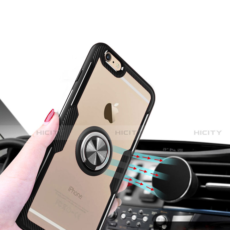 Silikon Hülle Handyhülle Ultradünn Schutzhülle Tasche Durchsichtig Transparent mit Fingerring Ständer R01 für Apple iPhone 6 groß