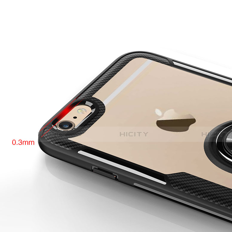Silikon Hülle Handyhülle Ultradünn Schutzhülle Tasche Durchsichtig Transparent mit Fingerring Ständer S01 für Apple iPhone 6 Plus groß