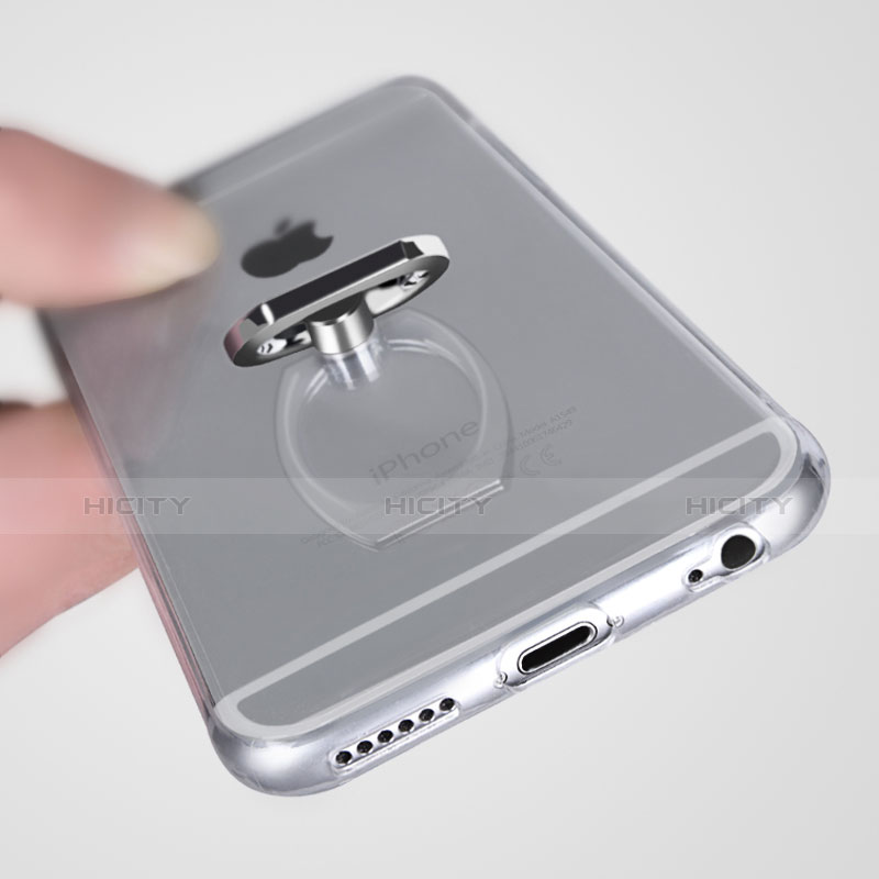 Silikon Hülle Handyhülle Ultradünn Schutzhülle Tasche Durchsichtig Transparent mit Fingerring Ständer S01 für Apple iPhone 6S