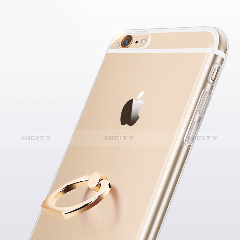 Silikon Hülle Handyhülle Ultradünn Schutzhülle Tasche Durchsichtig Transparent mit Fingerring Ständer S01 für Apple iPhone 6S