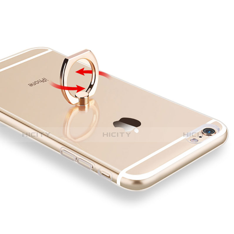 Silikon Hülle Handyhülle Ultradünn Schutzhülle Tasche Durchsichtig Transparent mit Fingerring Ständer S01 für Apple iPhone 6S