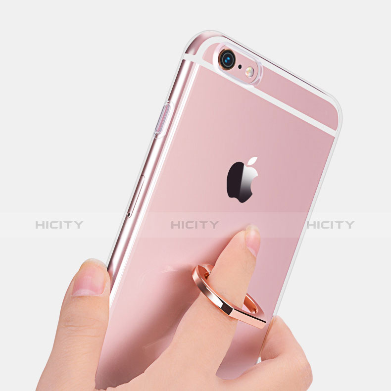 Silikon Hülle Handyhülle Ultradünn Schutzhülle Tasche Durchsichtig Transparent mit Fingerring Ständer S01 für Apple iPhone 6S groß