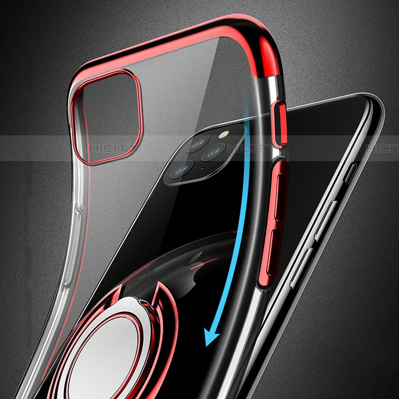 Silikon Hülle Handyhülle Ultradünn Schutzhülle Tasche Durchsichtig Transparent mit Magnetisch Fingerring Ständer C01 für Apple iPhone 11 Pro Max groß