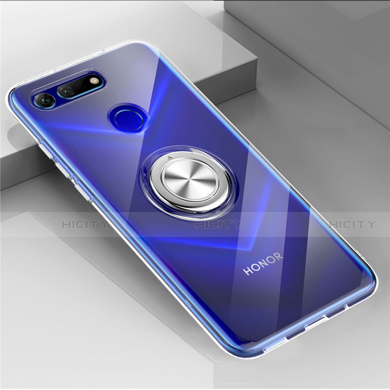 Silikon Hülle Handyhülle Ultradünn Schutzhülle Tasche Durchsichtig Transparent mit Magnetisch Fingerring Ständer C01 für Huawei Honor View 20 groß