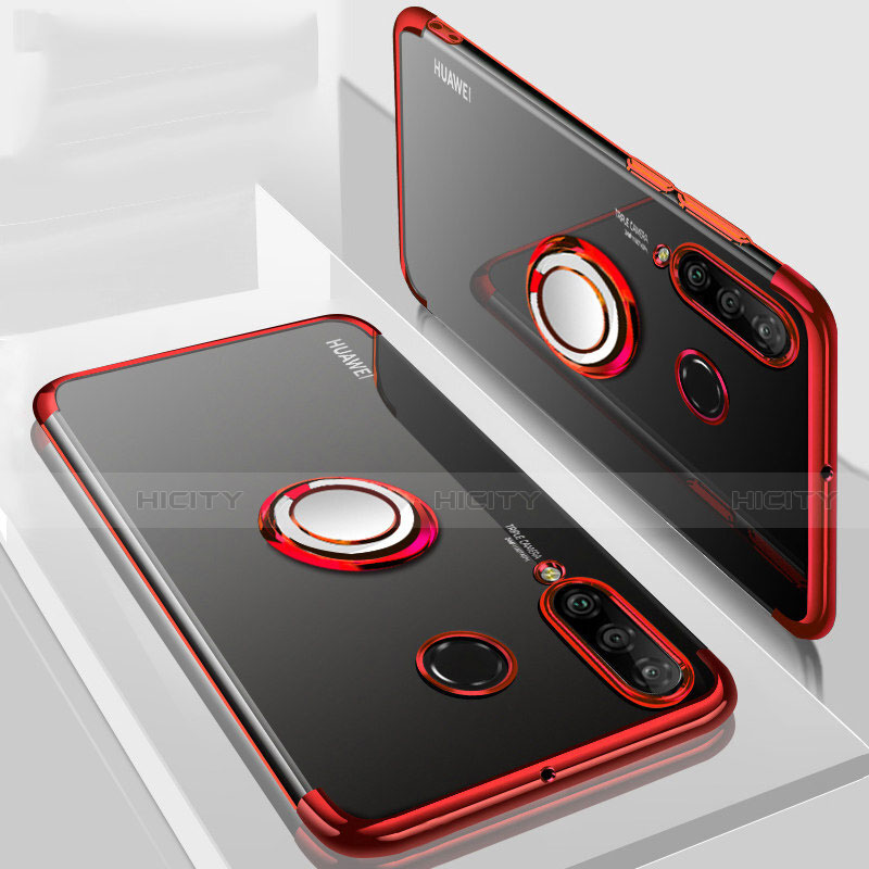 Silikon Hülle Handyhülle Ultradünn Schutzhülle Tasche Durchsichtig Transparent mit Magnetisch Fingerring Ständer C01 für Huawei Nova 4e Rot Plus