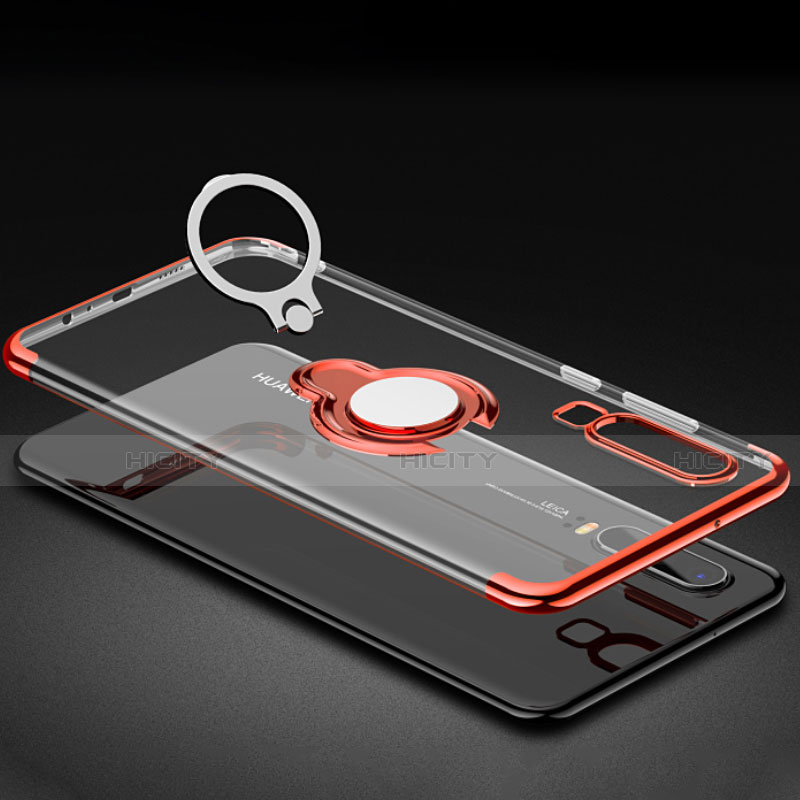 Silikon Hülle Handyhülle Ultradünn Schutzhülle Tasche Durchsichtig Transparent mit Magnetisch Fingerring Ständer C01 für Huawei P30