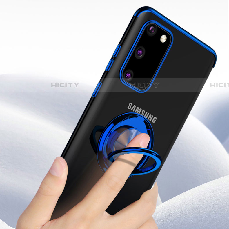 Silikon Hülle Handyhülle Ultradünn Schutzhülle Tasche Durchsichtig Transparent mit Magnetisch Fingerring Ständer C01 für Samsung Galaxy S20