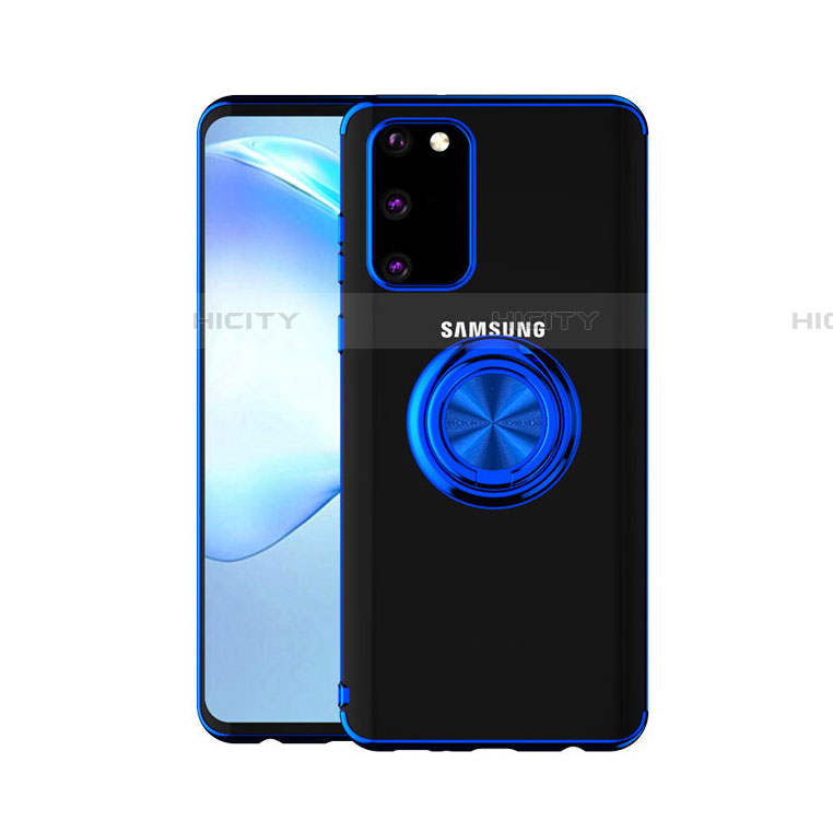 Silikon Hülle Handyhülle Ultradünn Schutzhülle Tasche Durchsichtig Transparent mit Magnetisch Fingerring Ständer C01 für Samsung Galaxy S20 5G