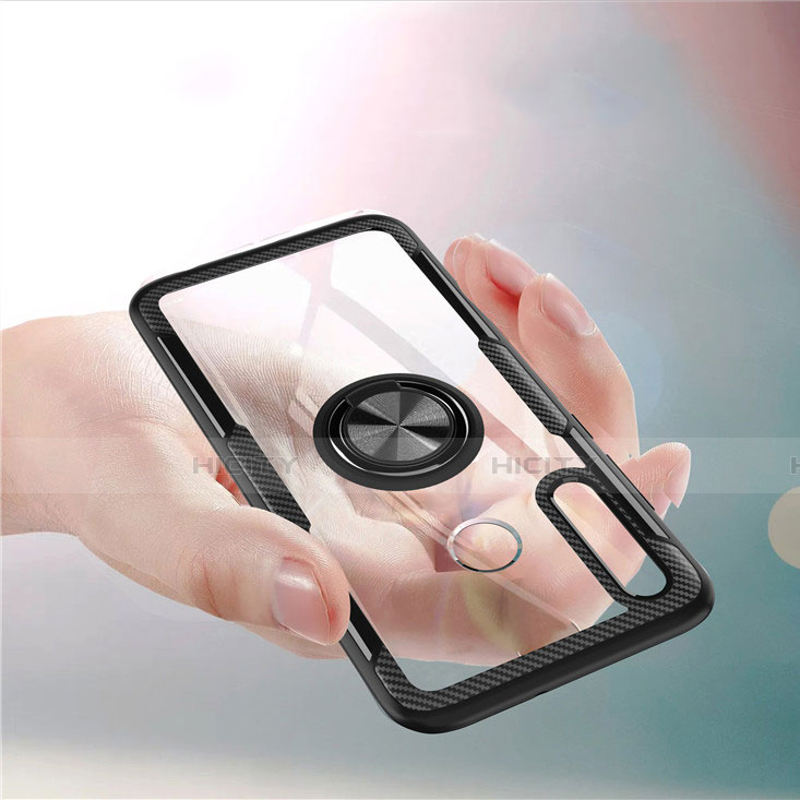 Silikon Hülle Handyhülle Ultradünn Schutzhülle Tasche Durchsichtig Transparent mit Magnetisch Fingerring Ständer C02 für Huawei Honor 20E