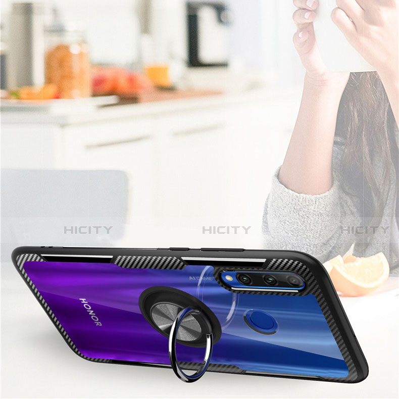 Silikon Hülle Handyhülle Ultradünn Schutzhülle Tasche Durchsichtig Transparent mit Magnetisch Fingerring Ständer C02 für Huawei Honor 20i