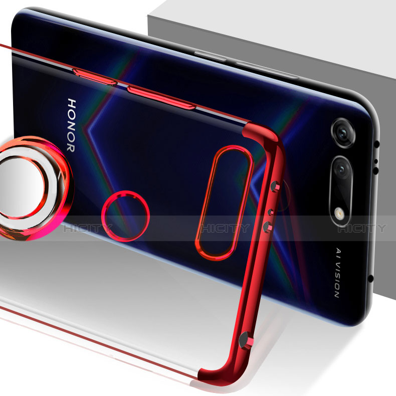 Silikon Hülle Handyhülle Ultradünn Schutzhülle Tasche Durchsichtig Transparent mit Magnetisch Fingerring Ständer C03 für Huawei Honor V20 groß