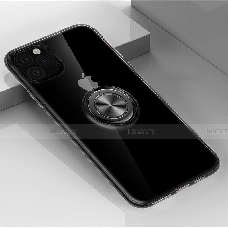 Silikon Hülle Handyhülle Ultradünn Schutzhülle Tasche Durchsichtig Transparent mit Magnetisch Fingerring Ständer F01 für Apple iPhone 11 Pro