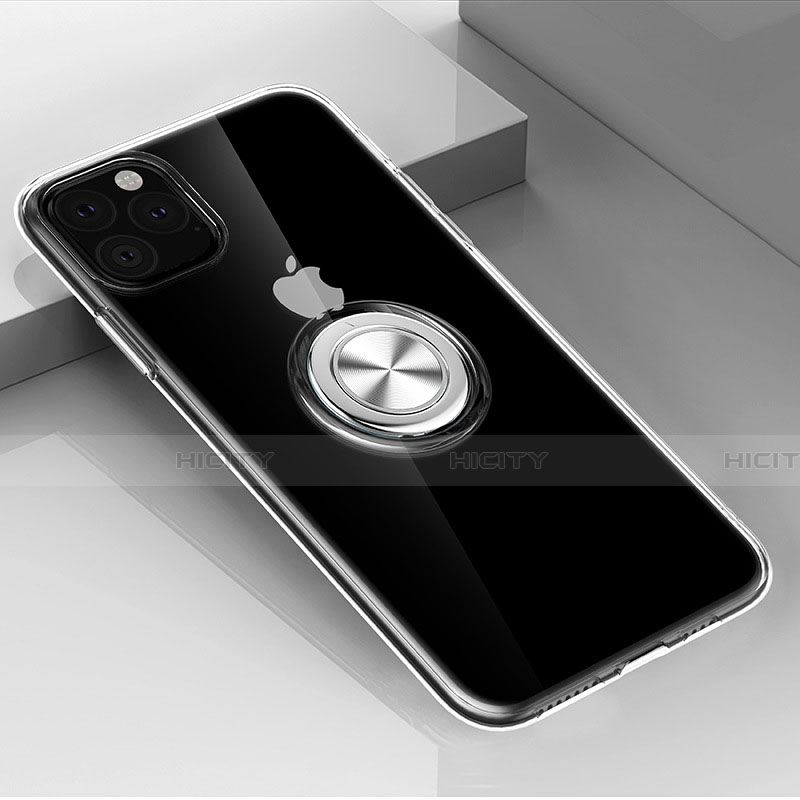 Silikon Hülle Handyhülle Ultradünn Schutzhülle Tasche Durchsichtig Transparent mit Magnetisch Fingerring Ständer F01 für Apple iPhone 11 Pro Max