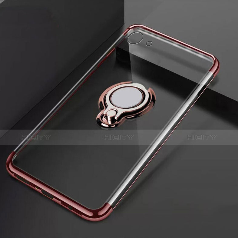 Silikon Hülle Handyhülle Ultradünn Schutzhülle Tasche Durchsichtig Transparent mit Magnetisch Fingerring Ständer S01 für Oppo A71 Rosegold Plus