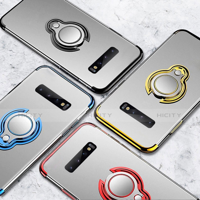 Silikon Hülle Handyhülle Ultradünn Schutzhülle Tasche Durchsichtig Transparent mit Magnetisch Fingerring Ständer S01 für Samsung Galaxy S10 Plus
