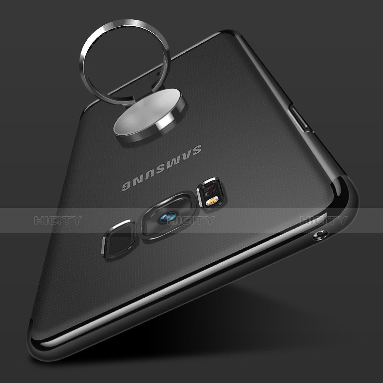 Silikon Hülle Handyhülle Ultradünn Schutzhülle Tasche Durchsichtig Transparent mit Magnetisch Fingerring Ständer S01 für Samsung Galaxy S8 Plus groß