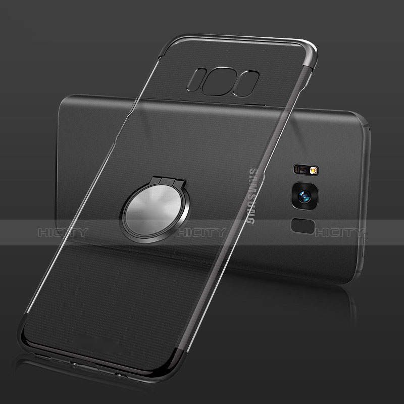 Silikon Hülle Handyhülle Ultradünn Schutzhülle Tasche Durchsichtig Transparent mit Magnetisch Fingerring Ständer S01 für Samsung Galaxy S8 Plus groß