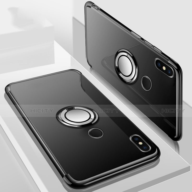 Silikon Hülle Handyhülle Ultradünn Schutzhülle Tasche Durchsichtig Transparent mit Magnetisch Fingerring Ständer S01 für Xiaomi Mi A2 Lite groß