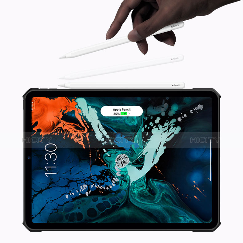 Silikon Hülle Handyhülle Ultradünn Tasche Durchsichtig Transparent für Apple iPad Pro 11 (2018) Schwarz groß