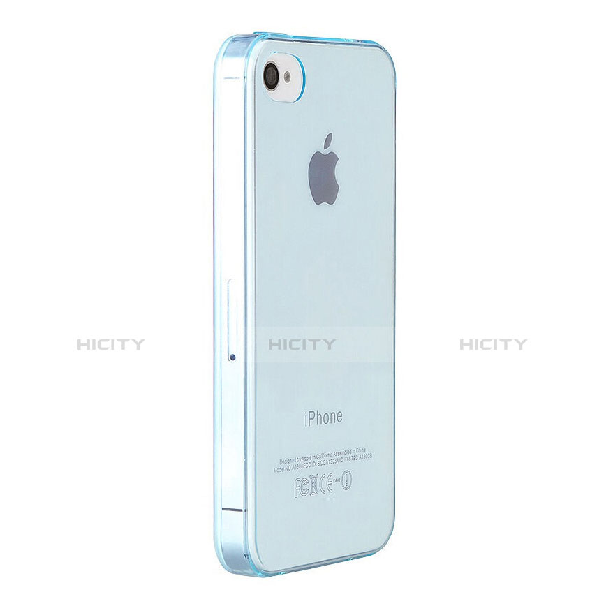 Silikon Hülle Handyhülle Ultradünn Tasche Durchsichtig Transparent für Apple iPhone 4S Hellblau groß