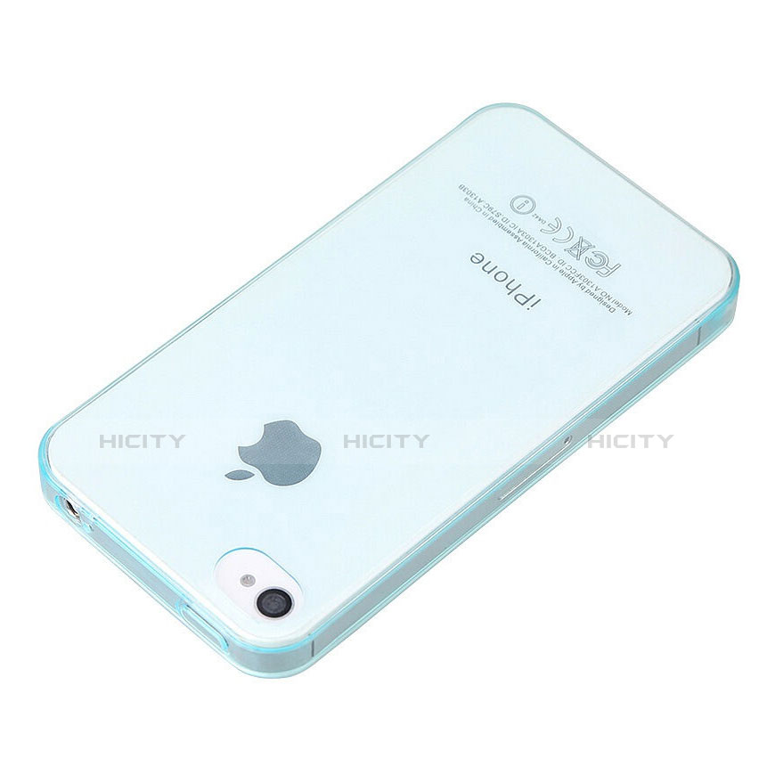 Silikon Hülle Handyhülle Ultradünn Tasche Durchsichtig Transparent für Apple iPhone 4S Hellblau groß
