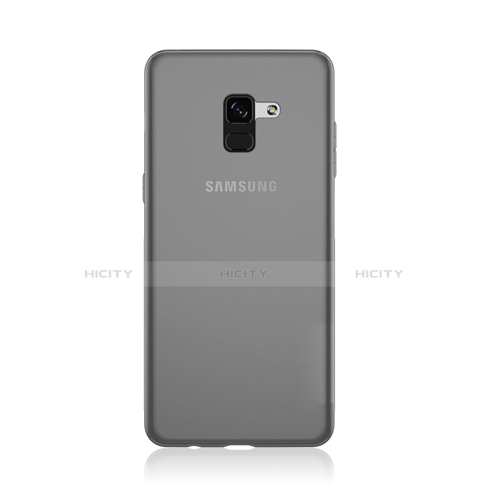 Silikon Hülle Handyhülle Ultradünn Tasche Durchsichtig Transparent für Samsung Galaxy A8 (2018) A530F Grau groß