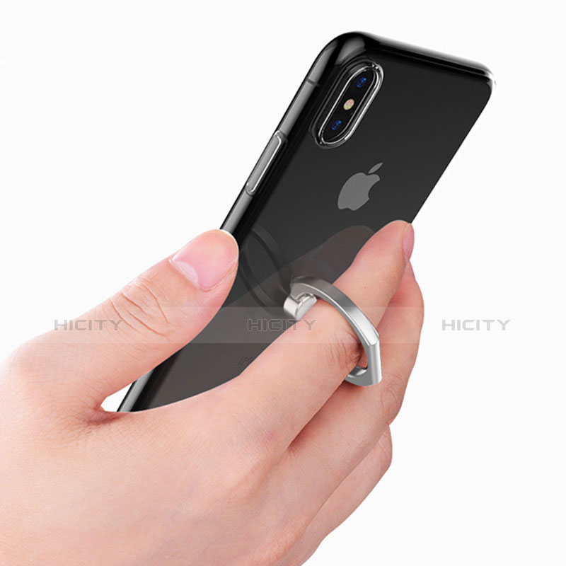 Silikon Hülle Handyhülle Ultradünn Tasche Durchsichtig Transparent mit Fingerring Ständer für Apple iPhone Xs Klar Plus