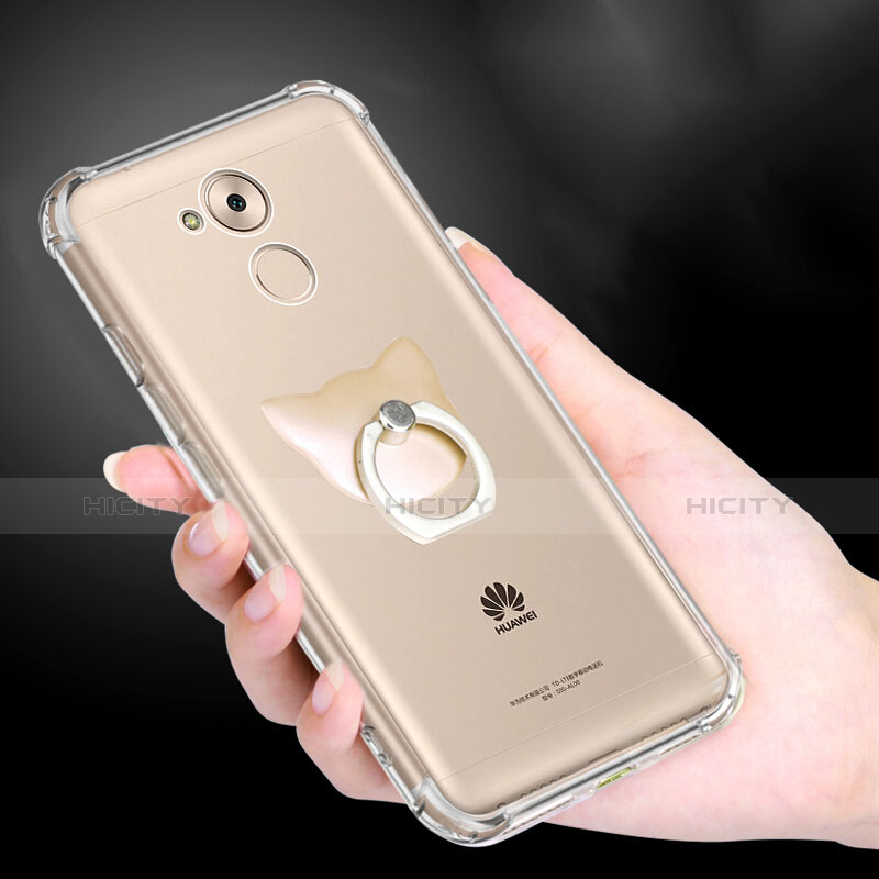 Silikon Hülle Handyhülle Ultradünn Tasche Durchsichtig Transparent mit Fingerring Ständer für Huawei Enjoy 6S Klar groß