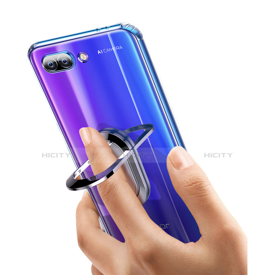 Silikon Hülle Handyhülle Ultradünn Tasche Durchsichtig Transparent mit Fingerring Ständer für Huawei Honor 10 Klar