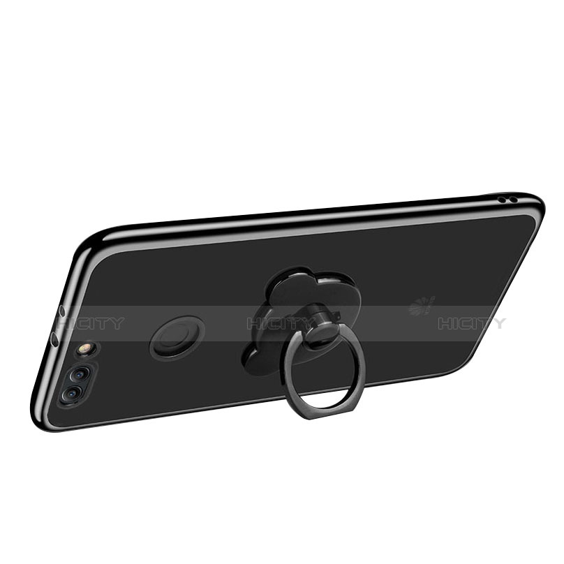 Silikon Hülle Handyhülle Ultradünn Tasche Durchsichtig Transparent mit Fingerring Ständer für Huawei Y9 (2018) Klar groß