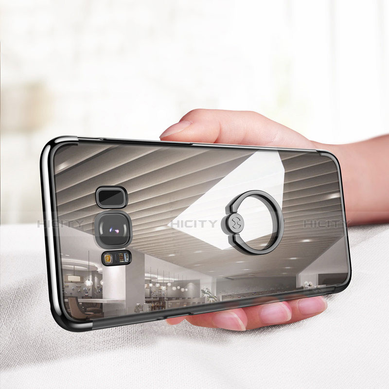 Silikon Hülle Handyhülle Ultradünn Tasche Durchsichtig Transparent mit Fingerring Ständer für Samsung Galaxy S8 Klar