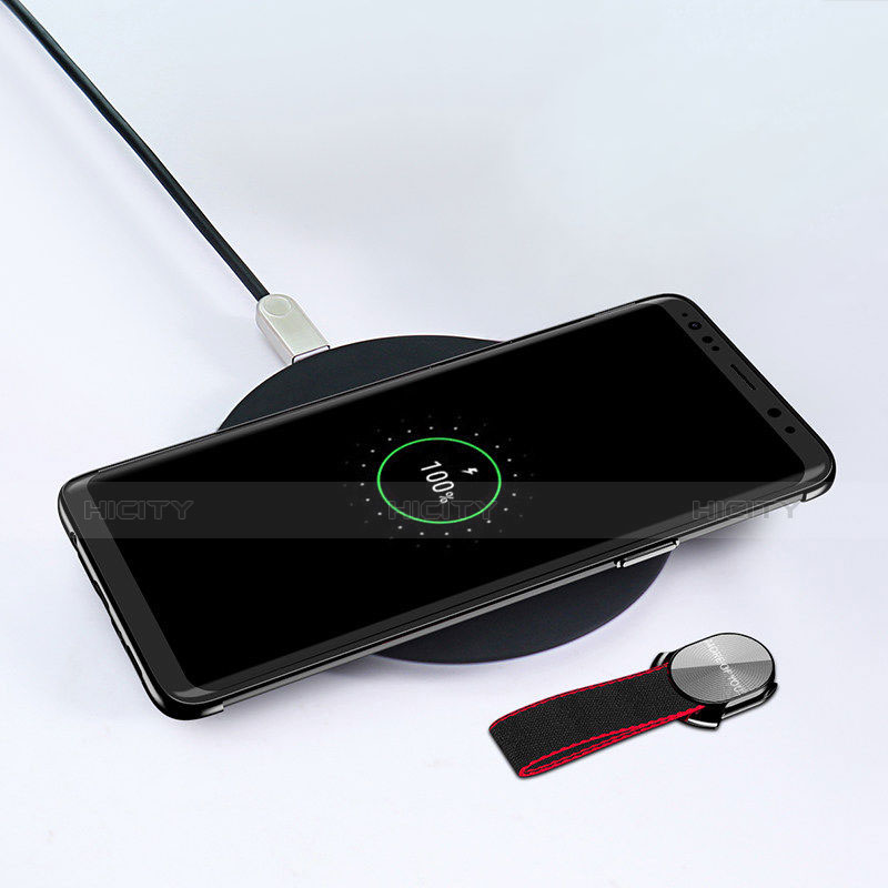 Silikon Hülle Handyhülle Ultradünn Tasche Durchsichtig Transparent mit Fingerring Ständer für Samsung Galaxy S9 Plus Schwarz groß