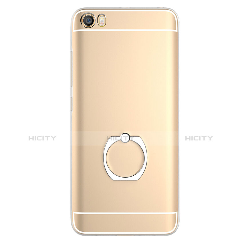 Silikon Hülle Handyhülle Ultradünn Tasche Durchsichtig Transparent mit Fingerring Ständer für Xiaomi Mi 5 Gold