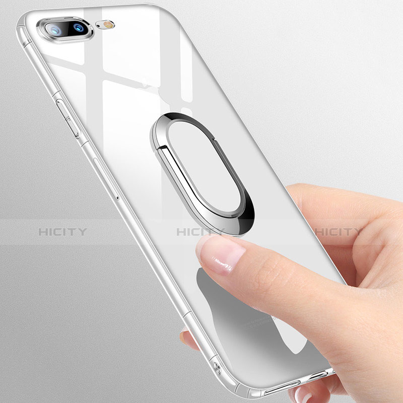 Silikon Hülle Handyhülle Ultradünn Tasche Durchsichtig Transparent mit Fingerring Ständer T01 für Apple iPhone 8 Plus Klar Plus